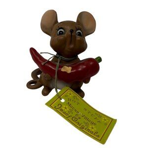 Vintage Josef Originals Mouse Village Figurine Hot Stuff Ceramic Mice Kitsch MCM